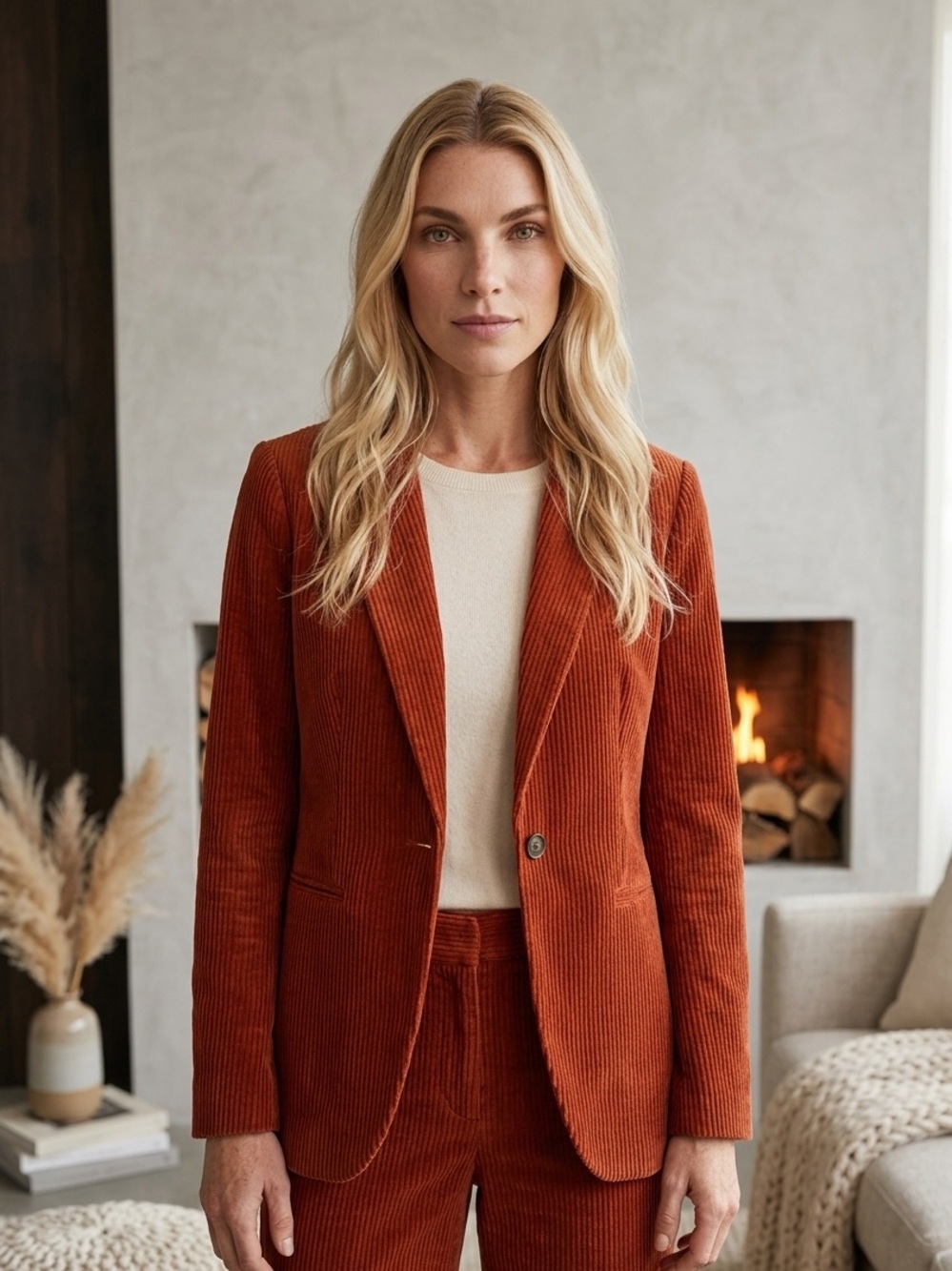 Banana Republic Rust Corduroy Single-Button Blazer